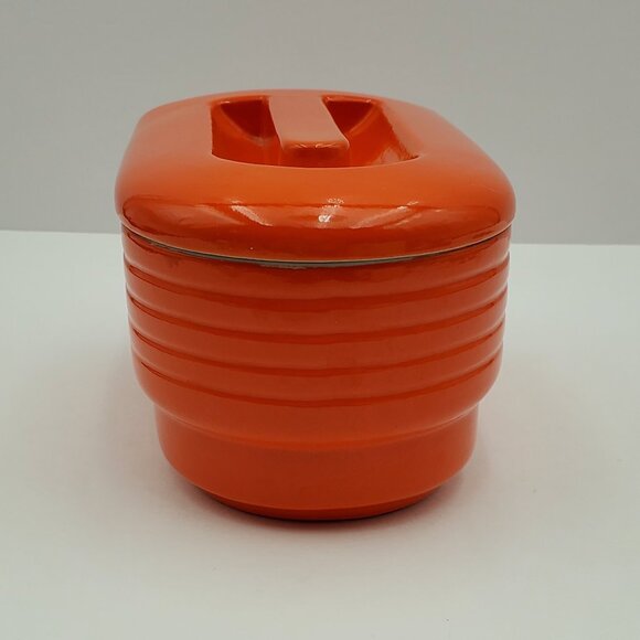 Hall China Company Westinghouse Orange Refrigerator Box Lidded Dish Fridgie - Picture 5 of 10
